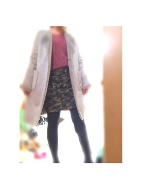 「RAY CASSIN（レイカズン）のアイテム（ムートンコート）」を使った、そらさん（レディース・160cm）の秋コーディネート