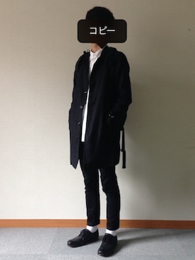 「ブラック×ホワイト」｜「アイテム（その他アウター）」を使った、ZANさん（メンズ・175cm）の秋コーディネート