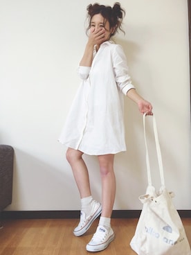 「アイテム（シャツワンピース）」を使った、𝕞𝕚𝕪𝕒𝕓𝕚さん（レディース・152cm・20代）の春コーディネート