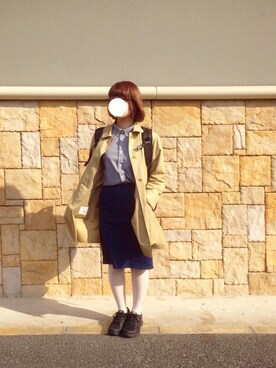 「白タイツ」｜「アイテム（トレンチコート）」を使った、💠🏵💠さん（レディース・161cm）の冬コーディネート