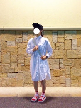 「MONKI（モンキ）のアイテム（シャツワンピース）」を使った、💠🏵💠さん（レディース・161cm）の夏コーディネート