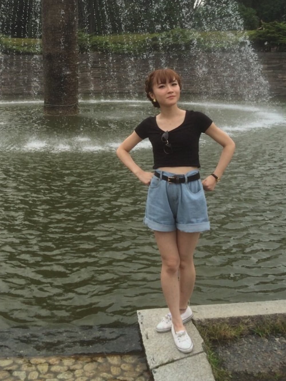 「昭和記念公園、サイクリング」｜「H&Mのアイテム（Tシャツ/カットソー、ブラック系）」を使った、おさかなみっぴさん（レディース・155cm）の夏コーディネートの1枚目の写真