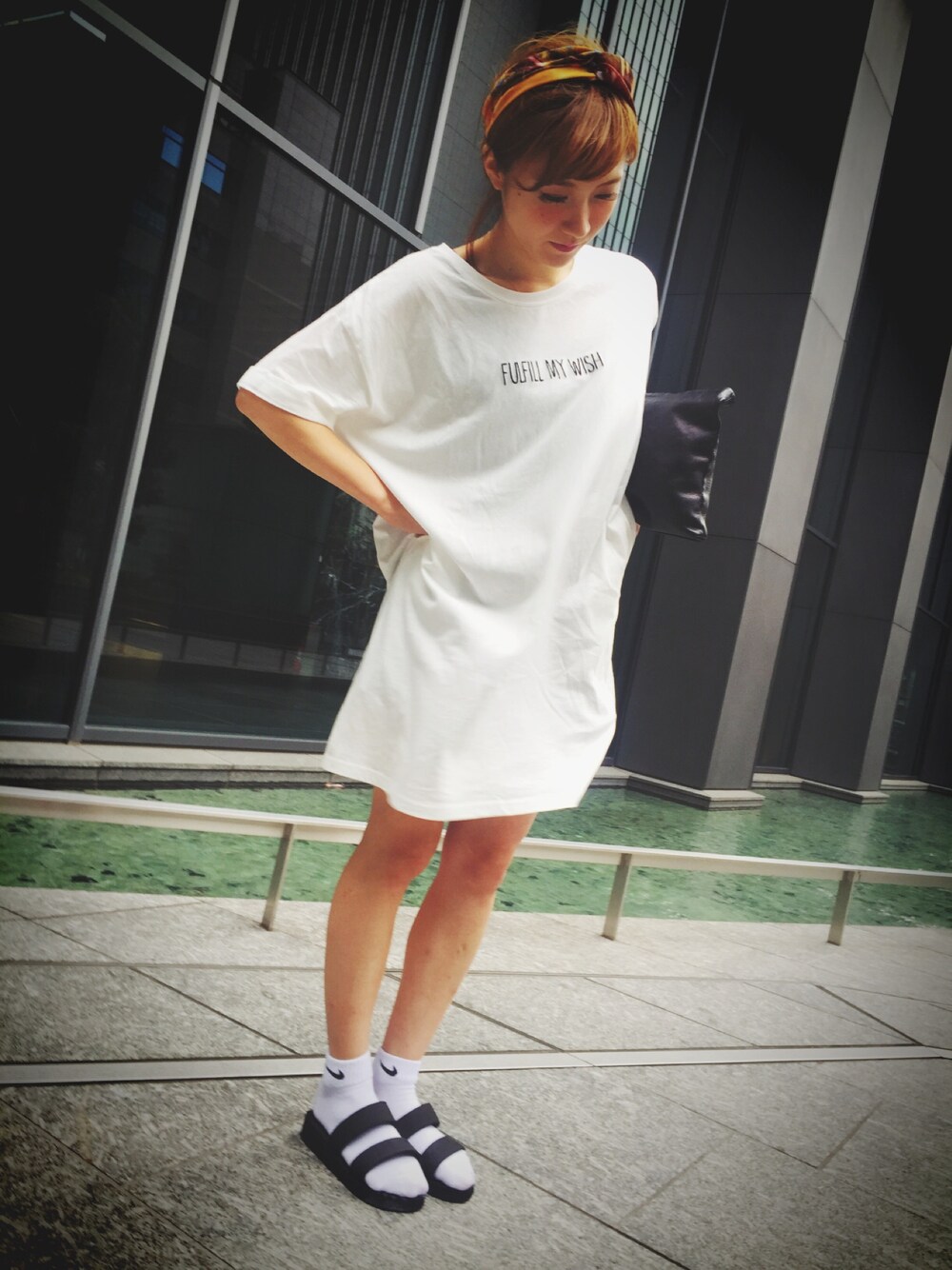 「御茶ノ水、水着、Tシャツワンピ」｜「suger spoonのアイテム（ワンピース、ホワイト系）」を使った、おさかなみっぴさん（レディース・155cm）の夏コーディネートの1枚目の写真