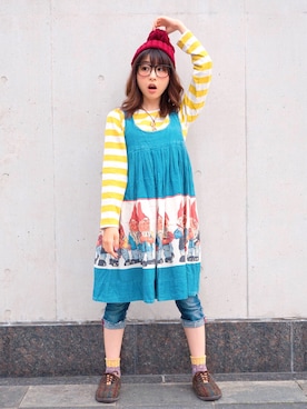 「NEEDLE WORK SOON（ニードルワークスーン）のアイテム」を使った、ピタちゃんさん（レディース・152cm）の秋コーディネート