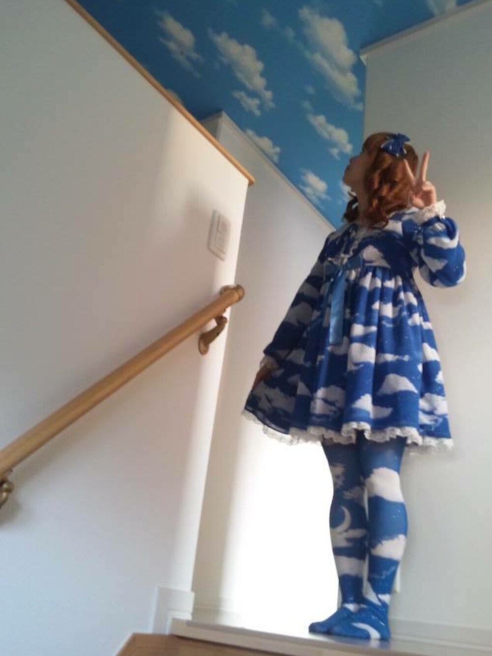 「青、実家、父の日、いつもありがとう、フォロワー募集、個性派、model、harajuku、Kawaii、girl」｜「Angelic Prettyのアイテム（その他ヘアアクセサリー、ブルー系）」を使った、鈴木りぇさん（レディース・156cm）の夏コーディネートの1枚目の写真