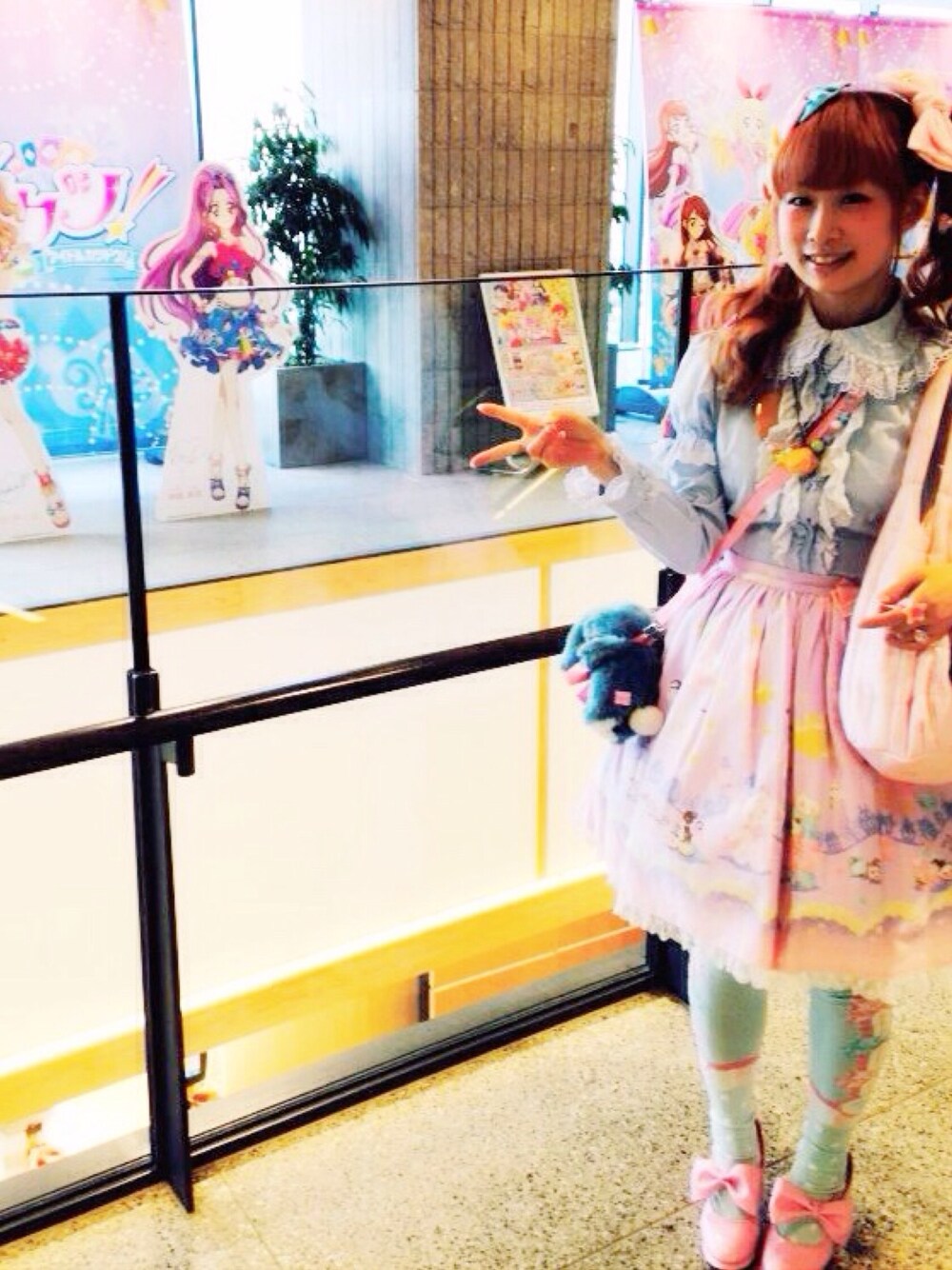 「柄スカート、ロリィタ、model、Japan、harajuku、Kawaii、lolita、フォロワー募集、過去code、パステルカラー」｜「ワン宿でのアイテム（その他シューズ、ピンク系）」を使った、鈴木りぇさん（レディース・156cm）の夏コーディネートの1枚目の写真