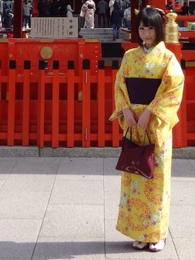 「アイテム（水着/着物・浴衣、シルバー系）」を使った、鈴木りぇさん（レディース・156cm）の冬コーディネート