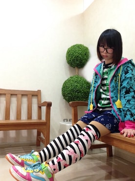 「JSG（ジェイエスジー）のアイテム」を使った、鈴木りぇさん（レディース・156cm）の春コーディネート