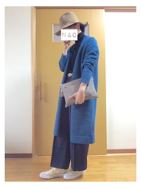 「GLOBAL WORK（グローバルワーク）のフェルトナカオレＨＡＴ/565115（ハット）」を使った、n@oさん（レディース・157cm）の冬コーディネート