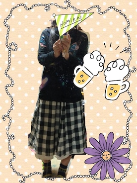 「ScoLar（スカラー）の宇宙柄パーカー🌍🌌サイズ感サイコー（パーカー、ブラック系）」を使った、shiikaさん（レディース・168cm）の冬コーディネート