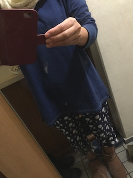 「no brand（ノーブランド）のアイテム（スウェット、ブルー系）」を使った、shiikaさん（レディース・168cm）の秋コーディネート