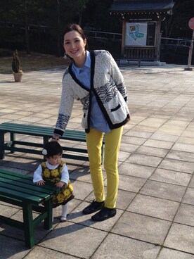 「H&M（エイチ・アンド・エム）のアイテム（シャツ/ブラウス、ブルー系）」を使った、玲実さん（レディース・172cm）の春コーディネート