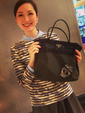 「H&M（エイチ・アンド・エム）のアイテム（シャツ/ブラウス、ブルー系）」を使った、玲実さん（レディース・172cm）の春コーディネート