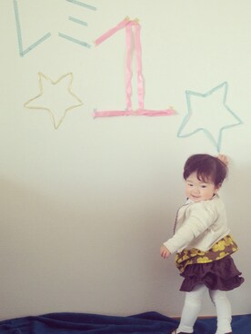 「ハンドメイド服（ワンピース、イエロー系）」を使った、玲実さん（レディース・172cm）の春コーディネート