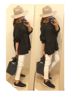 「SEA（シー）のネイビーカゴバッグM（かごバッグ）」を使った、chikaさん（レディース・162cm）の春コーディネート