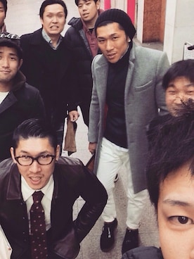 「SWAGGER（スワッガー）のアイテム（チェスターコート）」を使った、shinさん（メンズ・174cm）の冬コーディネート