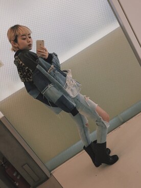 「Handmade（ハンドメイド）のアイテム（ブルゾン）」を使った、ハルコさん（レディース・164cm）の秋コーディネート