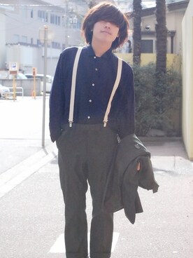 「soe（ソーイ）のアイテム（セットアップ）」を使った、koutarokatagiriさん（メンズ・168cm）の冬コーディネート