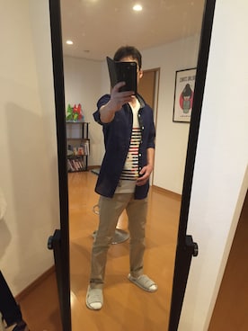 「Eddie Bauer（エディーバウアー）のアイテム（チノパンツ）」を使った、あっきーさん（メンズ・165cm）の夏コーディネート