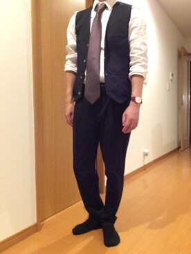 「アイテム（ネクタイ、レッド系）」を使った、あっきーさん（メンズ・165cm）の夏コーディネート