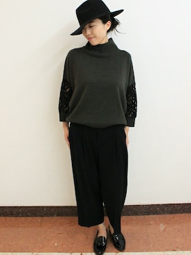 「タートルネック」｜「アイテム（ニット/セーター）」を使った、TIENS池袋さん（レディース・160cm）の夏コーディネート
