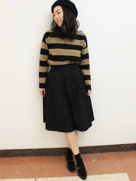 「タフタスカート」｜TIENS池袋さん（レディース・160cm）の秋コーディネート