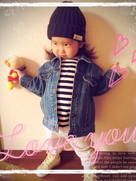 「ボーダーTシャツ」｜☆s☆e☆r☆a☆さん（キッズ・90cm）の春コーディネート