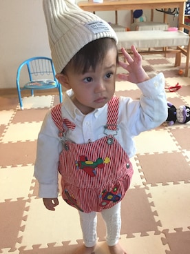 「秋冬」｜「アイテム（オールインワン・サロペット）」を使った、るかくんmamさん（キッズ・80cm）の冬コーディネート
