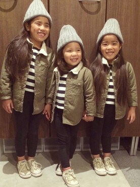 「アイテム（モッズコート）」を使った、nana.m629さん（キッズ・100cm）の秋コーディネート