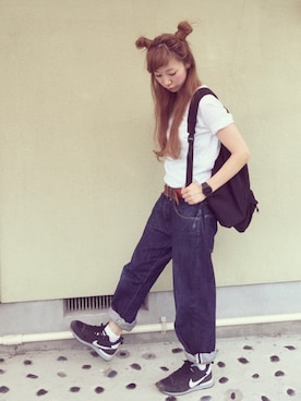 「COMME des GARCONS（コムデギャルソン）のアイテム（バッグ）」を使った、ちばのぞみ。さん（レディース・165cm）の夏コーディネート