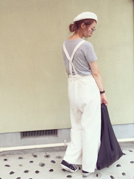 「MidiUmi（ミディウミ）のアイテム（オールインワン・サロペット）」を使った、ちばのぞみ。さん（レディース・165cm）の秋コーディネート