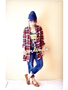 「BEAMS（ビームス）のアイテム（シャツワンピース）」を使った、なおさん（レディース・158cm）の秋コーディネート