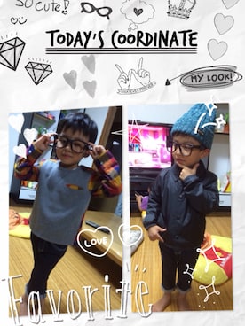 「アイテム（ナイロンジャケット）」を使った、aaaTanさん（キッズ・100cm）の秋コーディネート