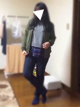 「tiptop（ティップトップ）のアイテム（MA-1）」を使った、Emi Suzuki ✿さん（レディース・155cm）の春コーディネート