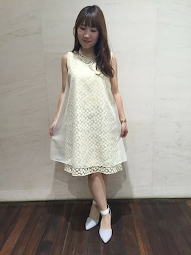 「アイテム（シューズ、パープル系）」を使った、shinozakiさん（レディース・153cm）の春コーディネート