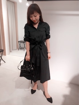 「アイテム（ワンピース/ドレス、グリーン系）」を使った、shinozakiさん（レディース・153cm）の夏コーディネート