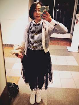 「Drowse and yet...（ドラゥズ　アンド　イエット）のアイテム（トップス）」を使った、ななりさん（レディース・151cm）の冬コーディネート