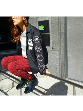 「stussywomen」｜「アイテム（ジャケット/アウター）」を使った、lina tanakaさん（レディース・160cm）の秋コーディネート