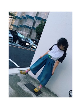 「アイテム（Tシャツ/カットソー、その他）」を使った、凜果さん（レディース・161cm）の夏コーディネート