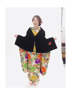 「アイテム（浴衣、グリーン系）」を使った、凜果さん（レディース・161cm）の秋コーディネート