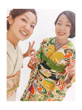 「アイテム（浴衣、グリーン系）」を使った、凜果さん（レディース・161cm）の秋コーディネート