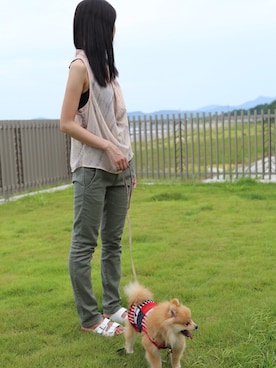 「FOREVER 21（フォーエバー トゥエンティーワン）のアイテム（シャツ/ブラウス、ピンク系）」を使った、Meta♡さん（レディース・167cm）の夏コーディネート