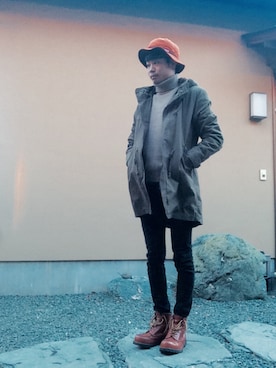「マウンテンブーツ」｜「アイテム（モッズコート）」を使った、masaharunさん（メンズ・173cm）の冬コーディネート