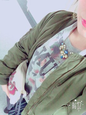 「INGNI（イング）の【non-no11月号掲載】MA-1-2015AW-（MA-1、グリーン系）」を使った、りさちさん（レディース・152cm）の冬コーディネート