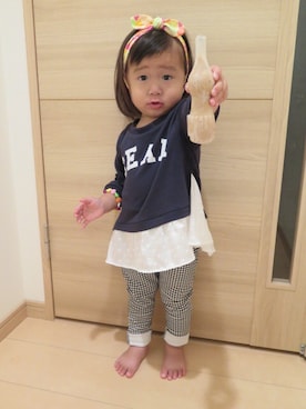「チドリ柄」｜「アイテム（その他）」を使った、ちーちょこ☆さん（キッズ・80cm）の秋コーディネート