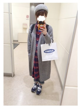 「Right-on（ライトオン）のアイテム（シャツワンピース）」を使った、maaaaa.さん（レディース・151cm）の冬コーディネート