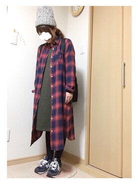 「Right-on（ライトオン）のアイテム（シャツワンピース）」を使った、maaaaa.さん（レディース・151cm）の冬コーディネート