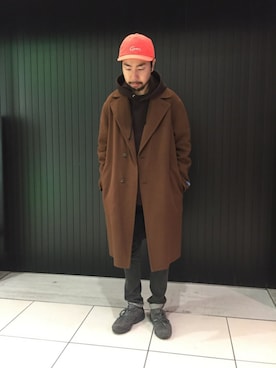 「PUMA」｜「アイテム（チェスターコート）」を使った、Kiyotaka Nakagawaさん（メンズ・171cm）の冬コーディネート
