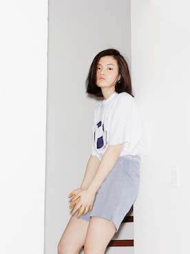 「アイテム（その他、ブルー系）」を使った、rocketxlunchさん（レディース・166cm）の夏コーディネート