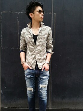 「attack the mind 7（アタックザマインドセブン）のアイテム（トップス）」を使った、shinyaさん（メンズ・174cm）の秋コーディネート